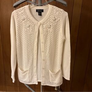 Women's Cream Sweater with Floral Details